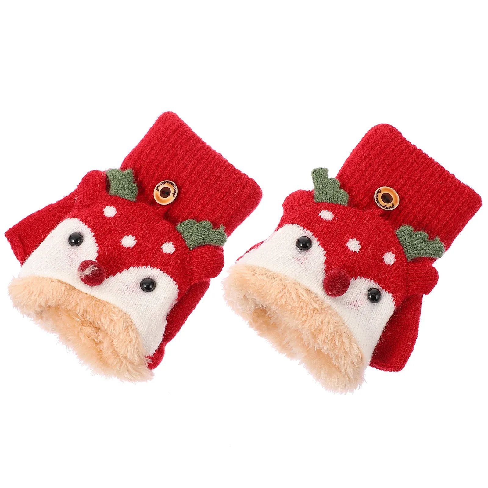 

1Pair Warm Kids Gloves Fine Workmanship Soft Fabric Winter Outdoor Half-Finger Gloves for Boys Girls Cold Defense