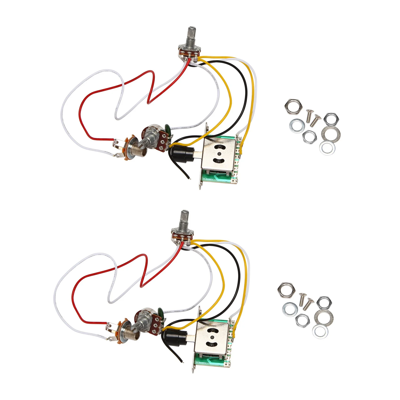 NALFI-2X Guitar Pre-Wired Harness, 3 Way Blade Toggle Switch 1V1T 500K For Electric Guitar