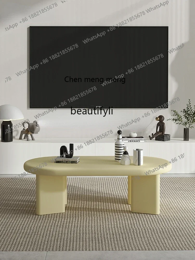 cn8350 LHY zq Oval Coffee Table Nordic Multi-Functional Living Room Tea Table Simple Modern Tea Table Combination Small Apartmen