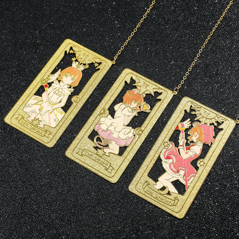 Anime Cardcaptor Sakura Metal Bookmark Hollow Bronzing Bookmark for Book Club Reader Writers Book Lovers Students view 6