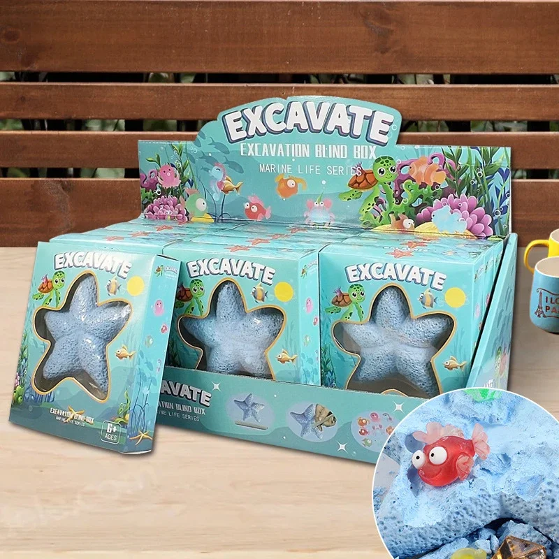 Scavo archeologico per bambini Giocattoli educativi Regali per feste Stelle marine Creature marine Pietre preziose Set scientifici Giocattoli fatti a mano
