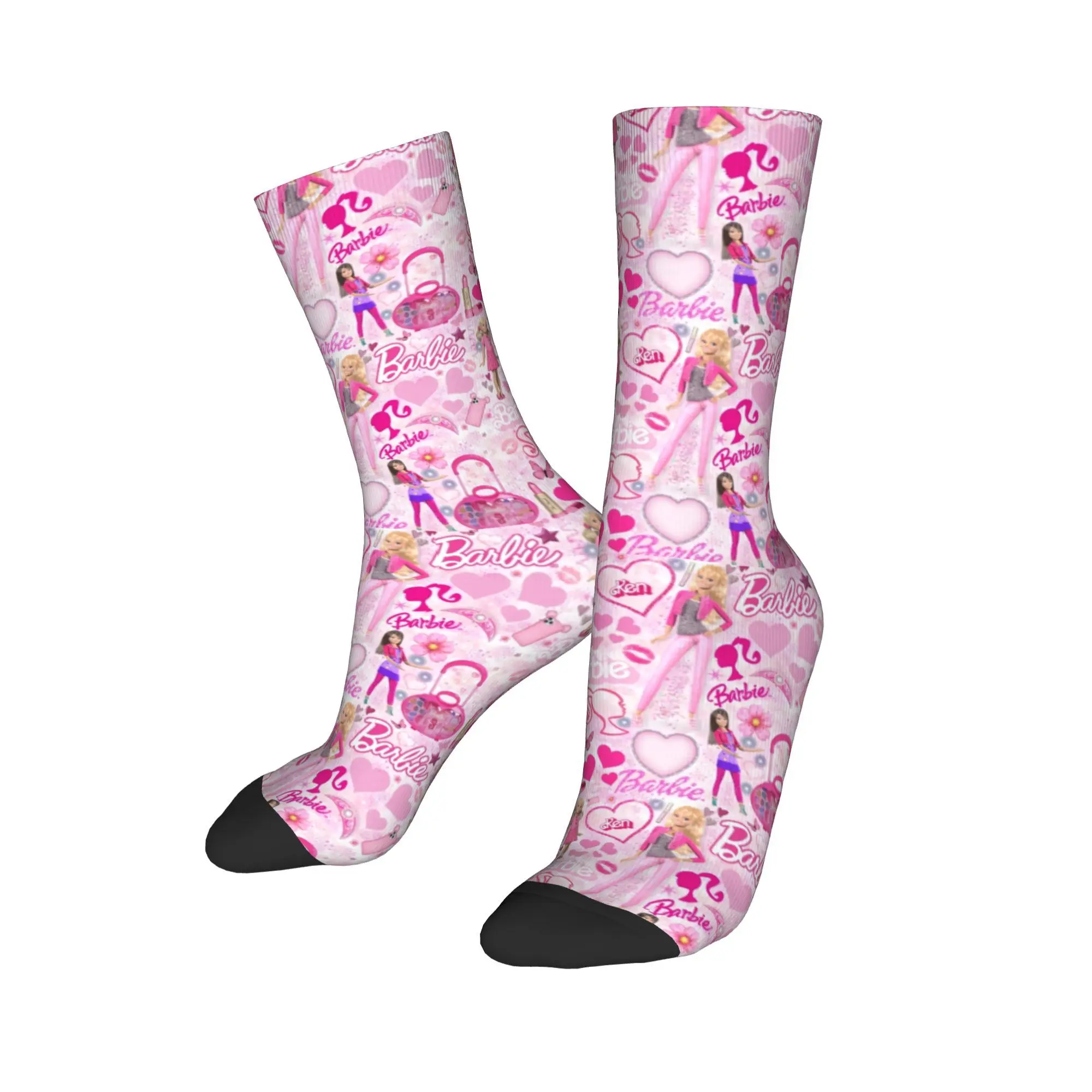 Custom Barbies Manga Doll Collage Dress Socks Men's Women's Warm Fashion Novelty  Crew Socks