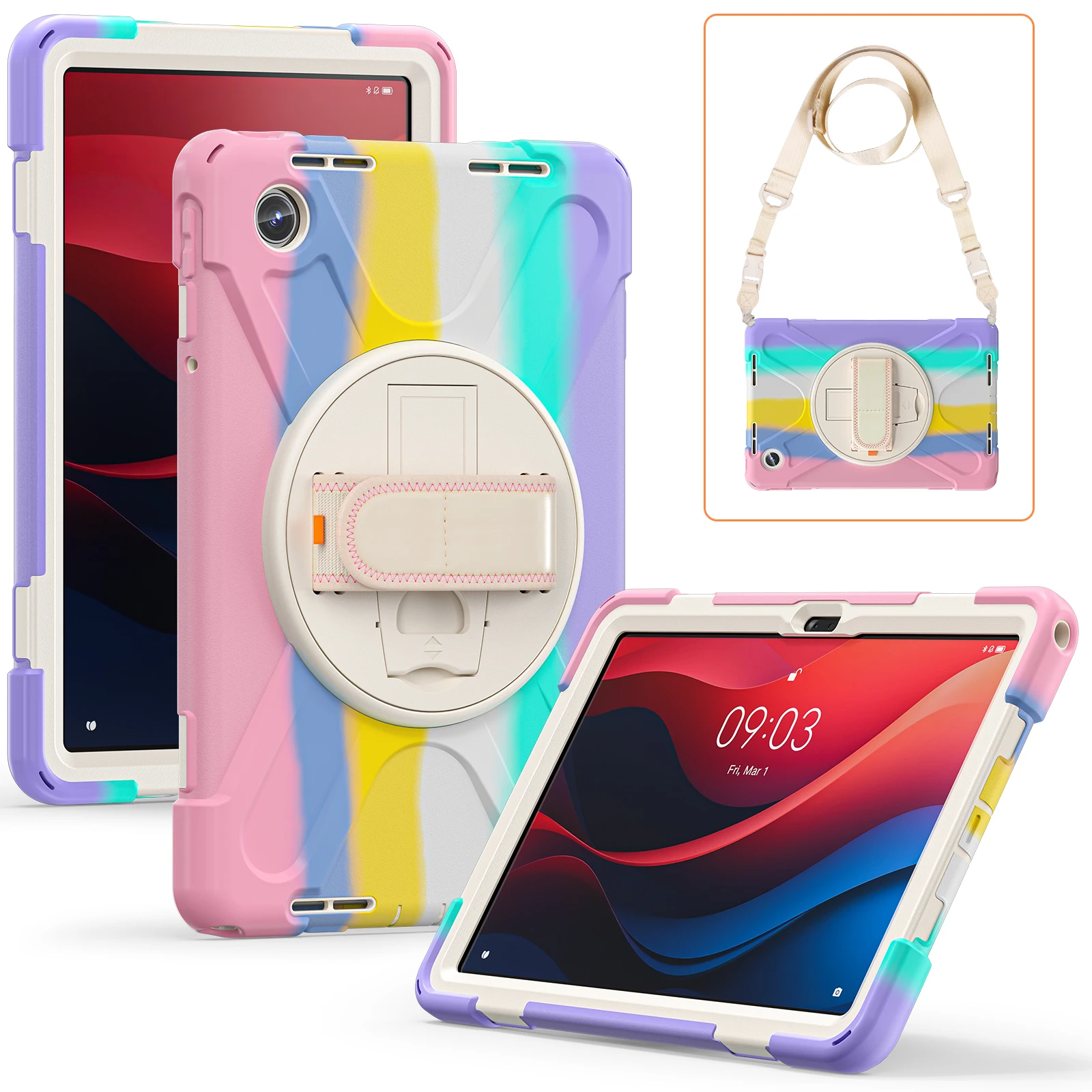 لينوفو شياو شين الوسادة 2024 تبويب M11 TB-330FU TB-331FC 11 بوصة حافظة متينة غطاء هجين مع حزام الكتف اليد للصدمات كابا #6