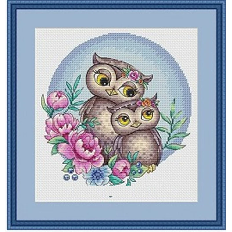 

ZZ6255 Cross Stitch Kits Embroidery Hoop Homfun Craft Counted Sunday Christmas Decorations Needlework Animal Snow Flower Scenery