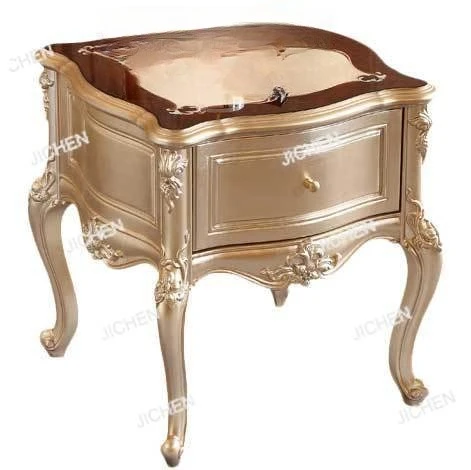 European countertop parquet TV cabinet cross-border export solid wood carving flower champagne gold storage square tea cabinet