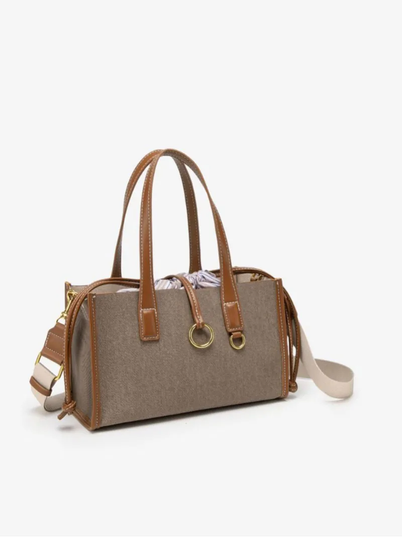 

Women's Handbag New Simple Casual Canvas Bag Zipper Shoulder Bag Fashion Ladies Square Tote Shopping Bag