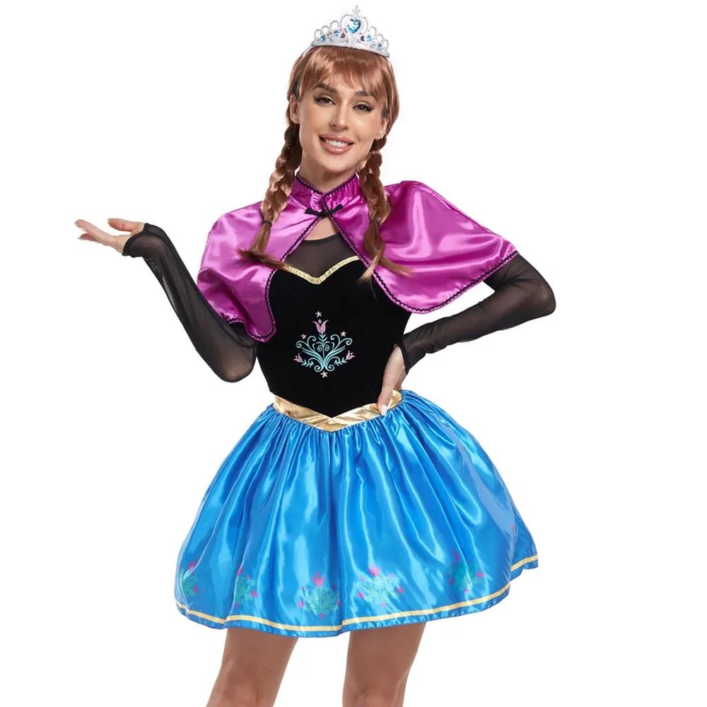 Costume da donna Sexy Frozen Elsa Anna Princess Cosplay Carnival Halloween Fantasia Fancy Dress