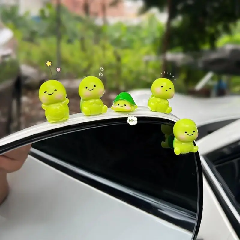 5Pcs Car Dashboard Rearview Mirror Decoration Turtle Ornament Cartoon Resin Animal Ornaments Mini Turtle DIY Accessories