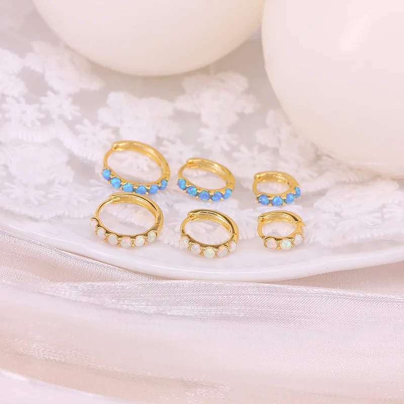 ROXI 6/8/10mm Size Opal Round Hoop Earrings For Women 925 Sterling Silver Circle Earrings Jewelry Bohemia Pendiente Plata 1piece