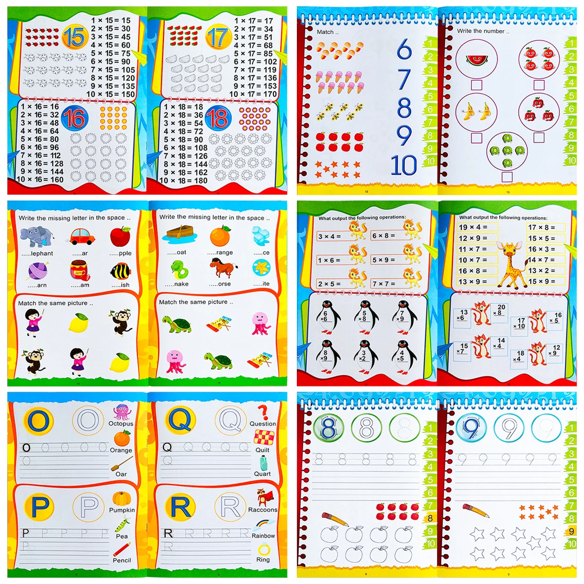 Children's educational picture books - Number Tracking, English Letters and Multiplication Table picture books