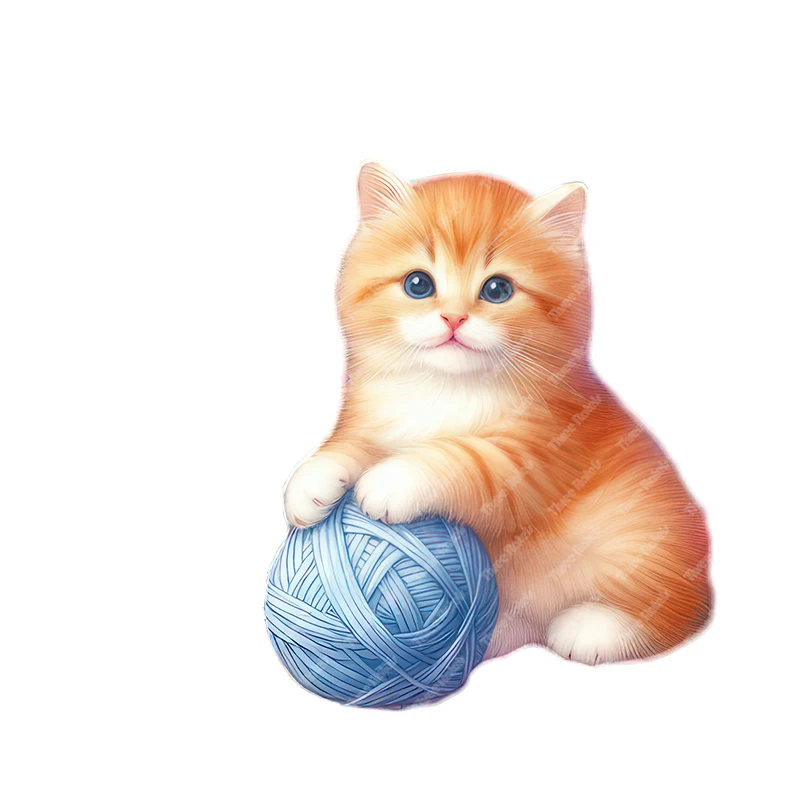 3 개의 라텔 귀여운 고양이 실 공 놀이용 만화 동물 스티커, 홈 데코, 자동차 데칼