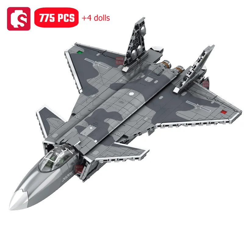 

SEMBO 859Ppcs J-20 Fighter Aircraft Assemblage Building Blocks MOC Military Series Plane Soldiers Model Bricks Boys Toys Gifts