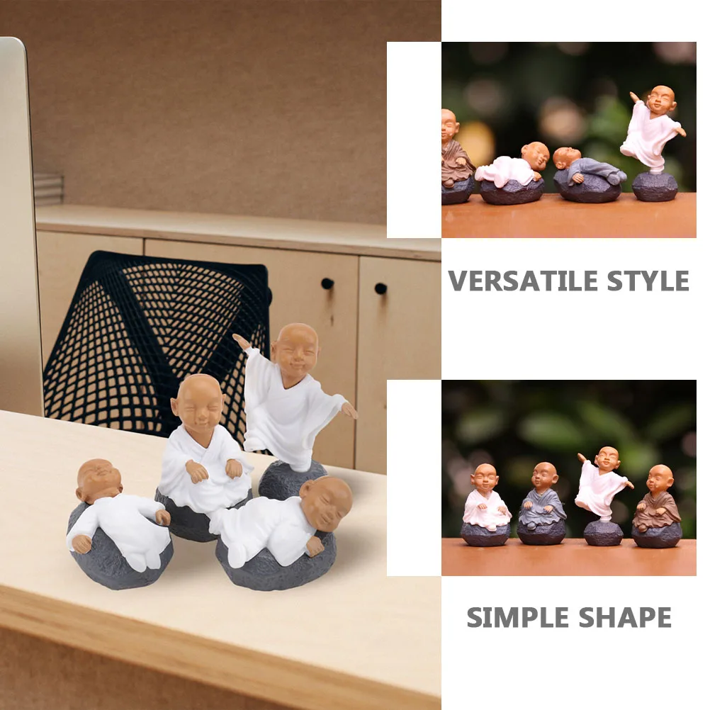 

8Pcs Bonsai Monk Adornments Unique Cartoon Desktop Decorations Smooth Surface Comfortable Handfeel White Monk Statue