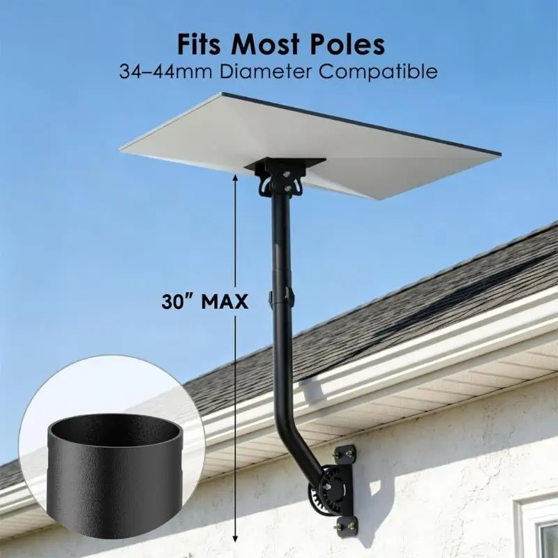R53C Exterior Satellite Dish Holder for Wall Roofline and Garage Use