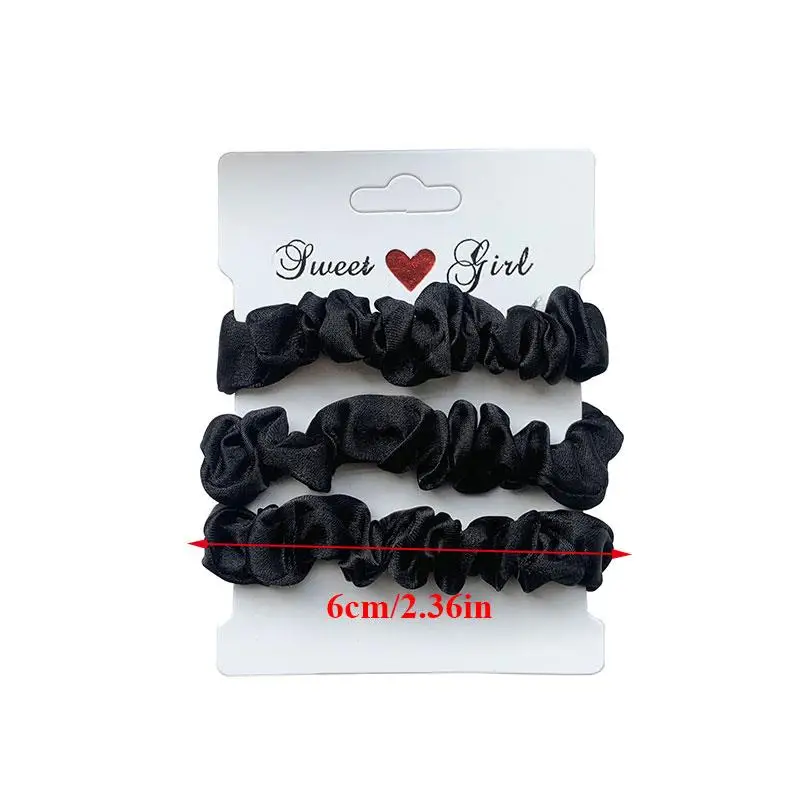 3 ピース/パック女性シルクヘアシュシュ弾性ヘアバンド固体ゴムバンドヘアネクタイヘアバンドポニーテールホルダーヘアアクセサリー
