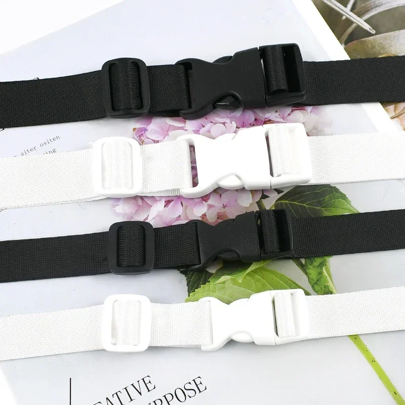 1-5 مجموعات أبيض وأسود النايلون حزام الشريط 20/25 مللي متر البلاستيك الإصدار إغلاق مشبك لحقيبة الظهر حزام المشبك DIY بها بنفسك الخياطة التبعي