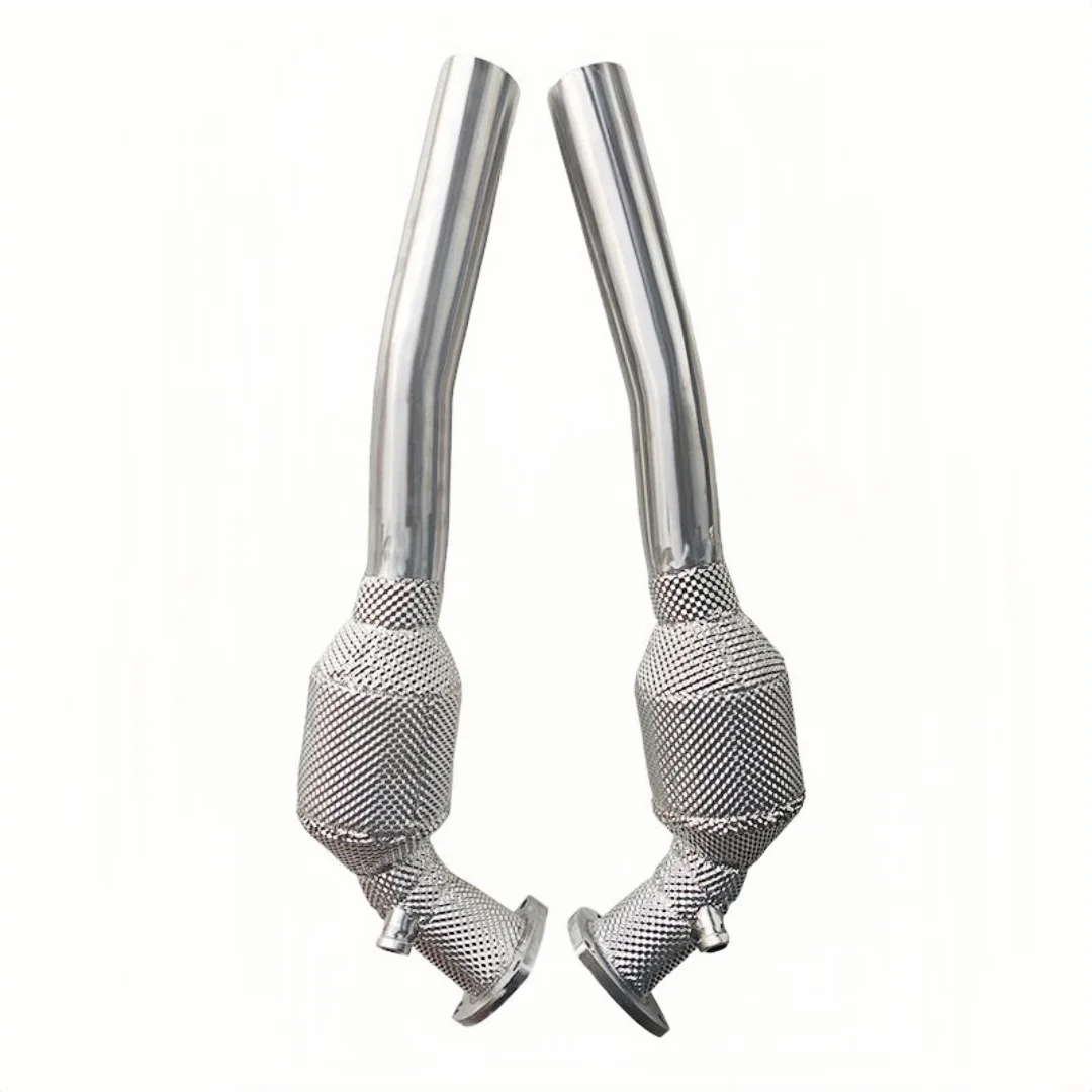 For DEX Stainless Steel With Heat Shiled High Flow Exhaust Downpipe for 2009-2016 Maserati Granturismo/GT 4.2/4.7 Quattroporte G