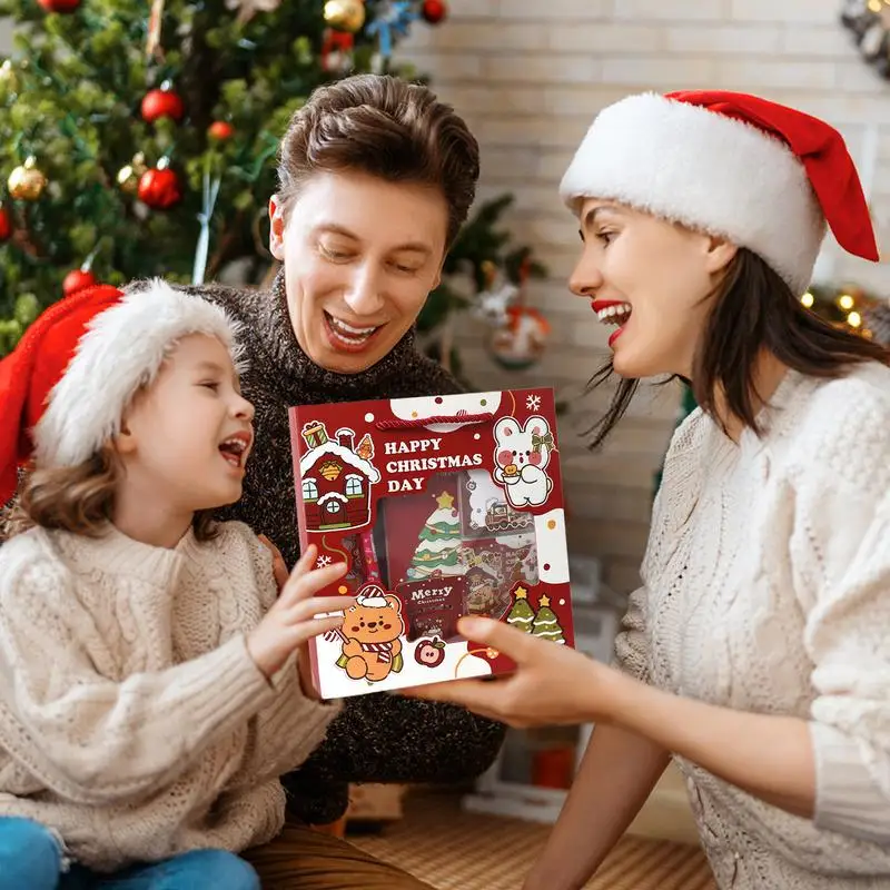 Милые канцелярские принадлежности для детей, рождественские забавные канцелярские принадлежности для студентов, милые детские канцелярские принадлежности, красочные канцелярские принадлежности с сумкой для подарков