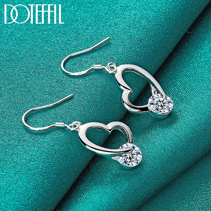 DOTEFFIL-pendientes de plata de ley 925 con forma de corazón para mujer, aretes de circonita AAA, el mejor regalo, joyería de compromiso de boda