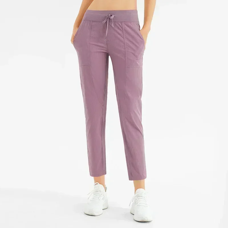 Lemon-Pantalon de survêtement élastique pour femme, pantalon de sport décontracté, séchage rapide, neuf points, course à pied, yoga, fitness, printemps et été