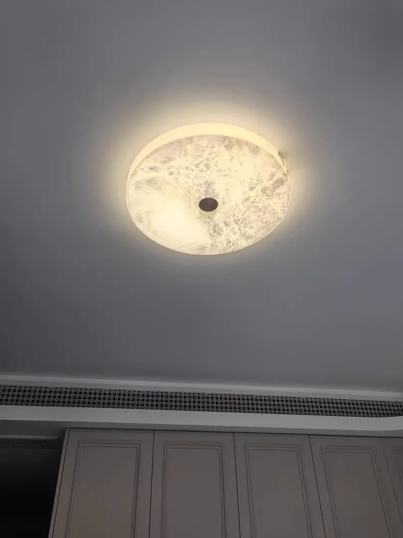 Modern Simple LED Natural Marble Ceiling Lamp Living Room Bedroom Corridor Circular Ultra-thin All-copper Wall Lamp Indoor Decor