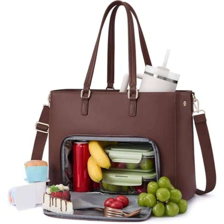 

Сумка-тоут для обедов для женщин 3 в 1: рабочая сумка с герметичным охлаждающим отделением, сумка для ноутбука с большим держателем для стакана для офиса и учебы