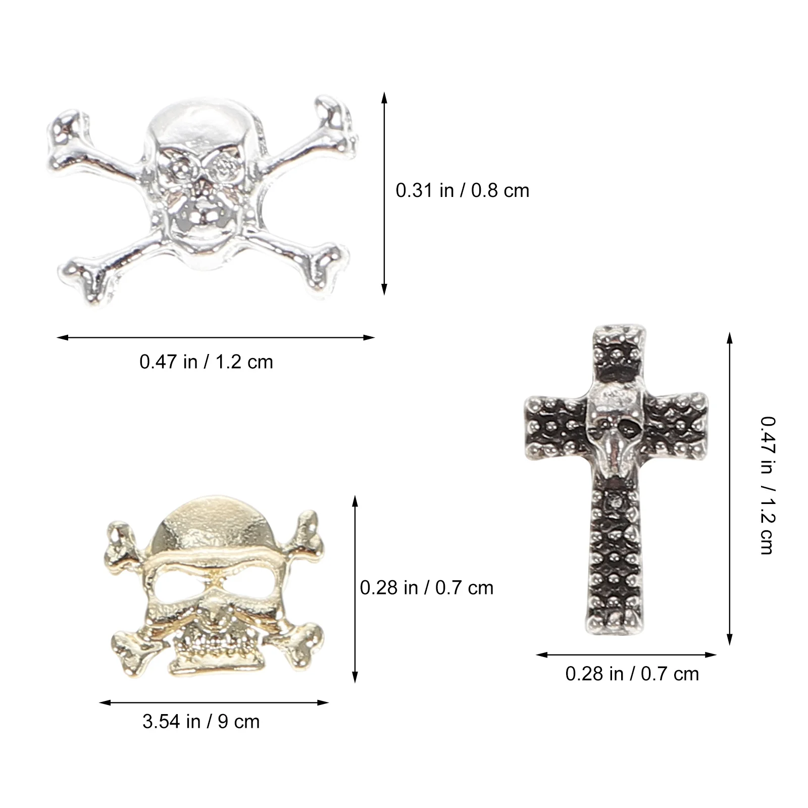 

Nail Accessories Halloween Jewelry Cross Charm Decoration Skull Studs Nails Supply Rhinestones