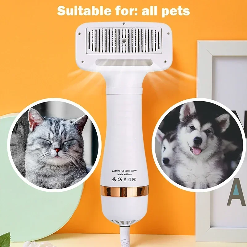 2-In-1 Pet Dog Dryer Quiet Dog Hair Dryers and Comb Brush Grooming Kitten Cat Hair Comb Puppy Fur Blower Adjustable Temprature