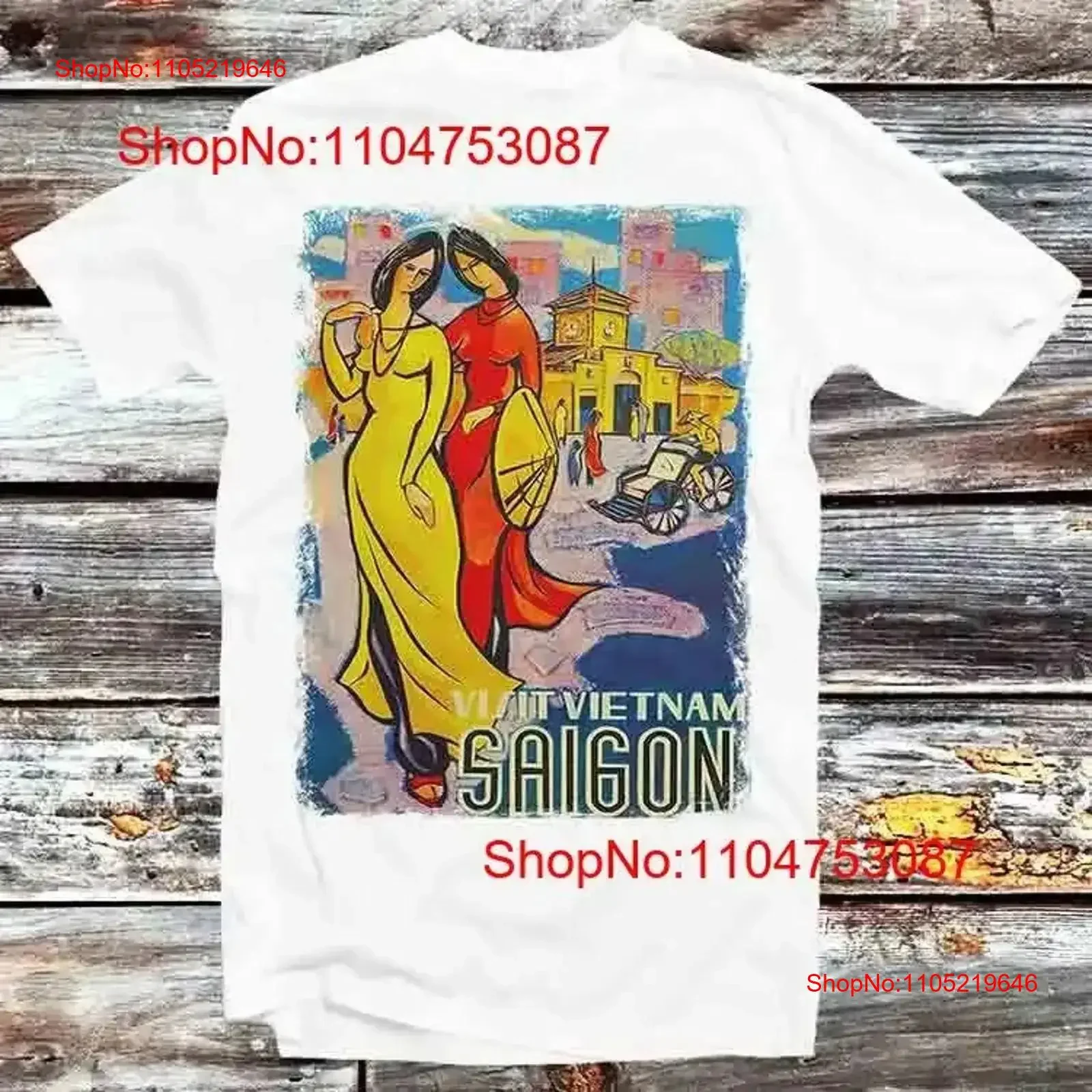 

Saigon Vietnam Vintage Travel Poster T Shirt B1133 Washed Versatile Casual streetwear designer clothes Breathable vintage