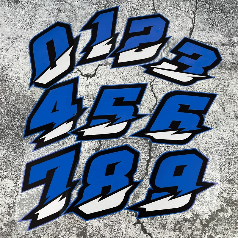 2PCS Blue Racing Number Motorcycle Stickers Waterproof DIY Fuel Tank Front Fairing Helmet Scooter Self-adhesive Vinyl Decals view 3