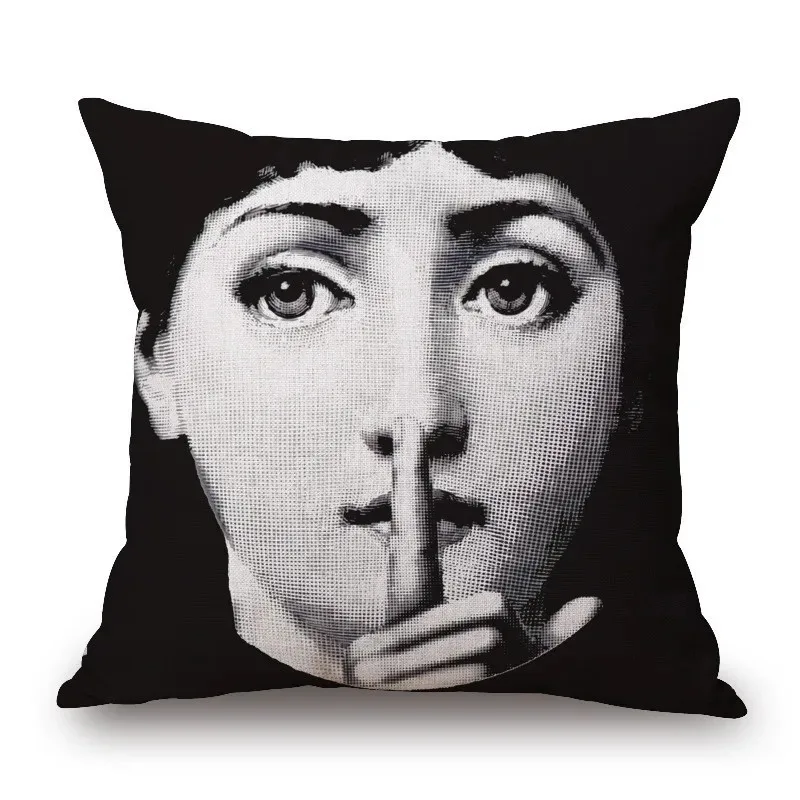 Polyester Girl Face Cushion Cover Beauty Pillow Covers Beige  Pillow Case Home Decor Living Room Decoration Pillowcase