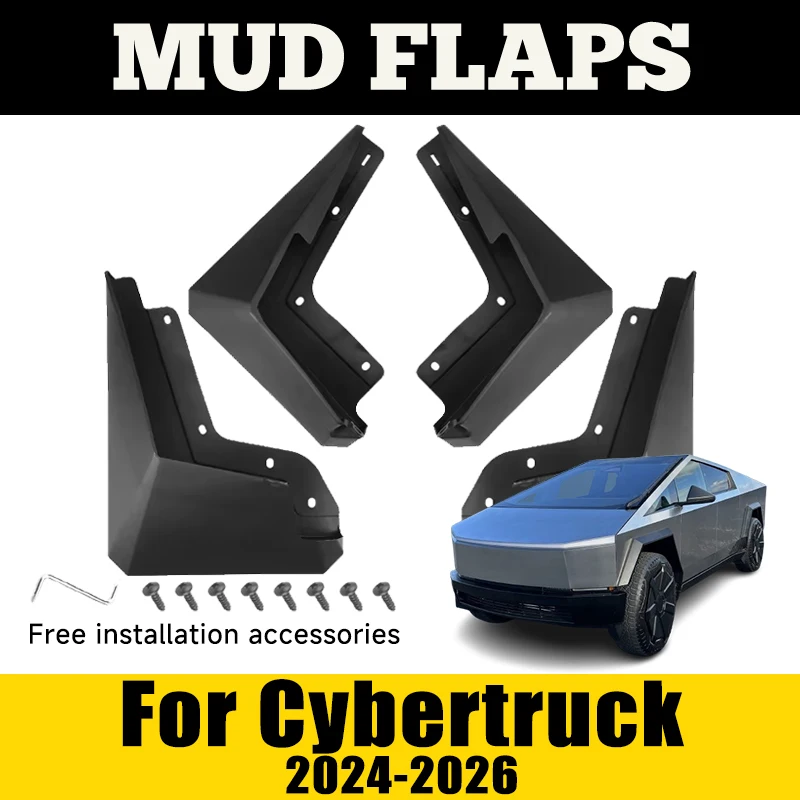 

4PCS Rear Mudguard For Tesla Cybertruck 2024 2025 2026 Flap Splash Guard Front Rear Anti-splash Fender Car Accessories Mudguards