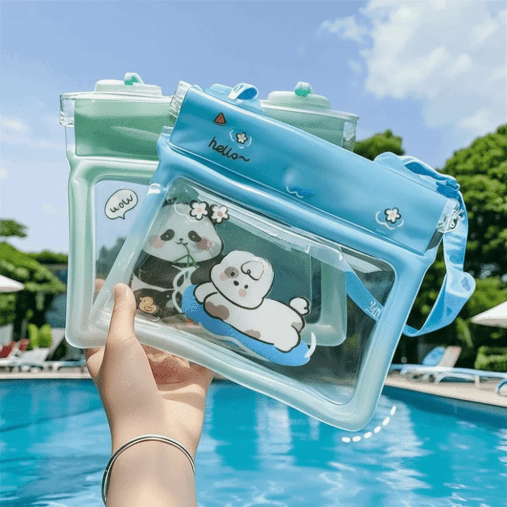 

Cartoon Waterproof Phone Pouch Large Capacity Seal Type Mobile Phone Bag PVC Transparent Waist Pack Water Sports