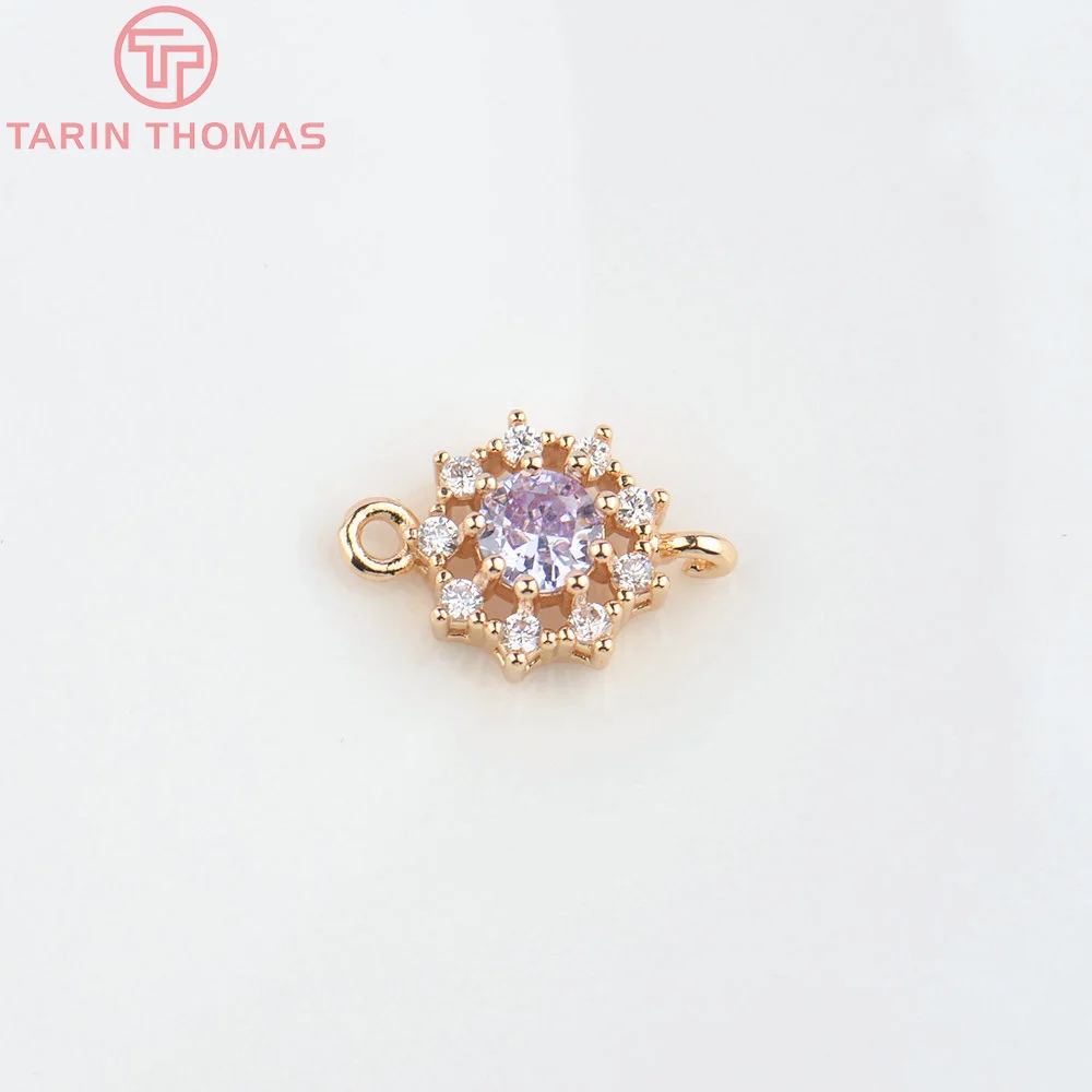 (4855) 6PCS 10.5MM 24K Champagne Gold Color Brass with Zircon Round Pendants High Quality Jewelry Making Findings Wholesale image 6