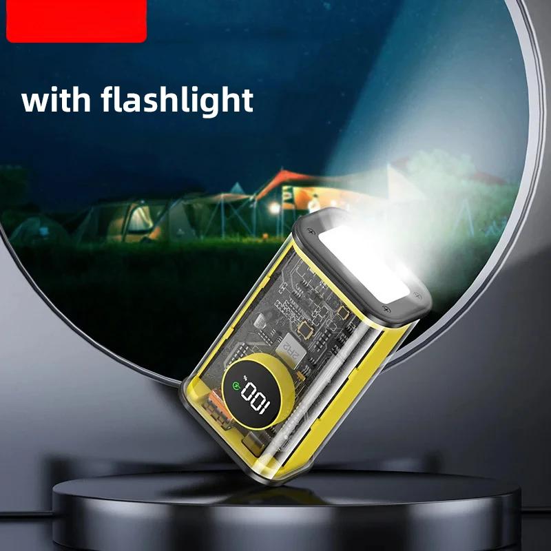 For IPhone Samsung Xiaomi Transparent 10000mAh Power Bank Fast Charger Portable External Auxiliary Battery 22.5W USB C Powerbank