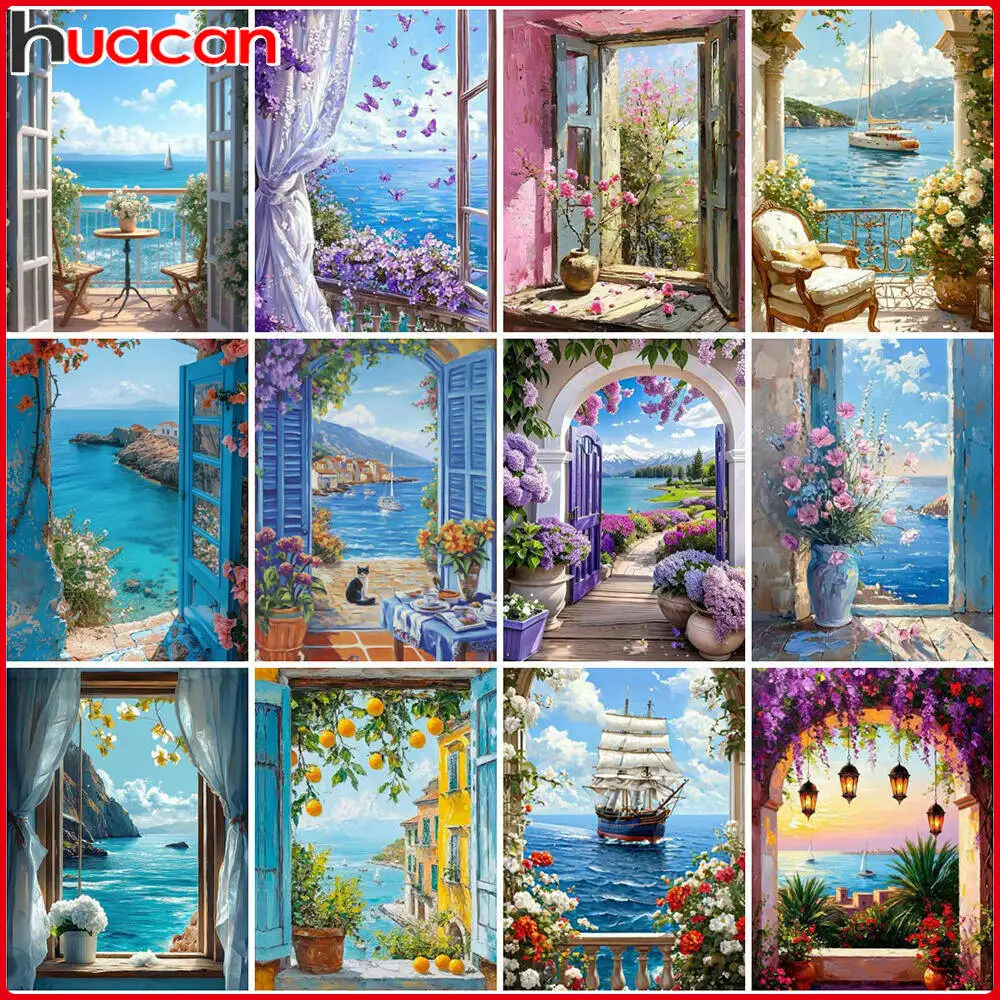 Huacan 2025, neue Kollektion, Diamant-Gemälde, Delphin, Himmel, Diamant-Stickerei, Meer, Sonnenuntergang, Mosaik, Kunst, Dekoration, Gemälde