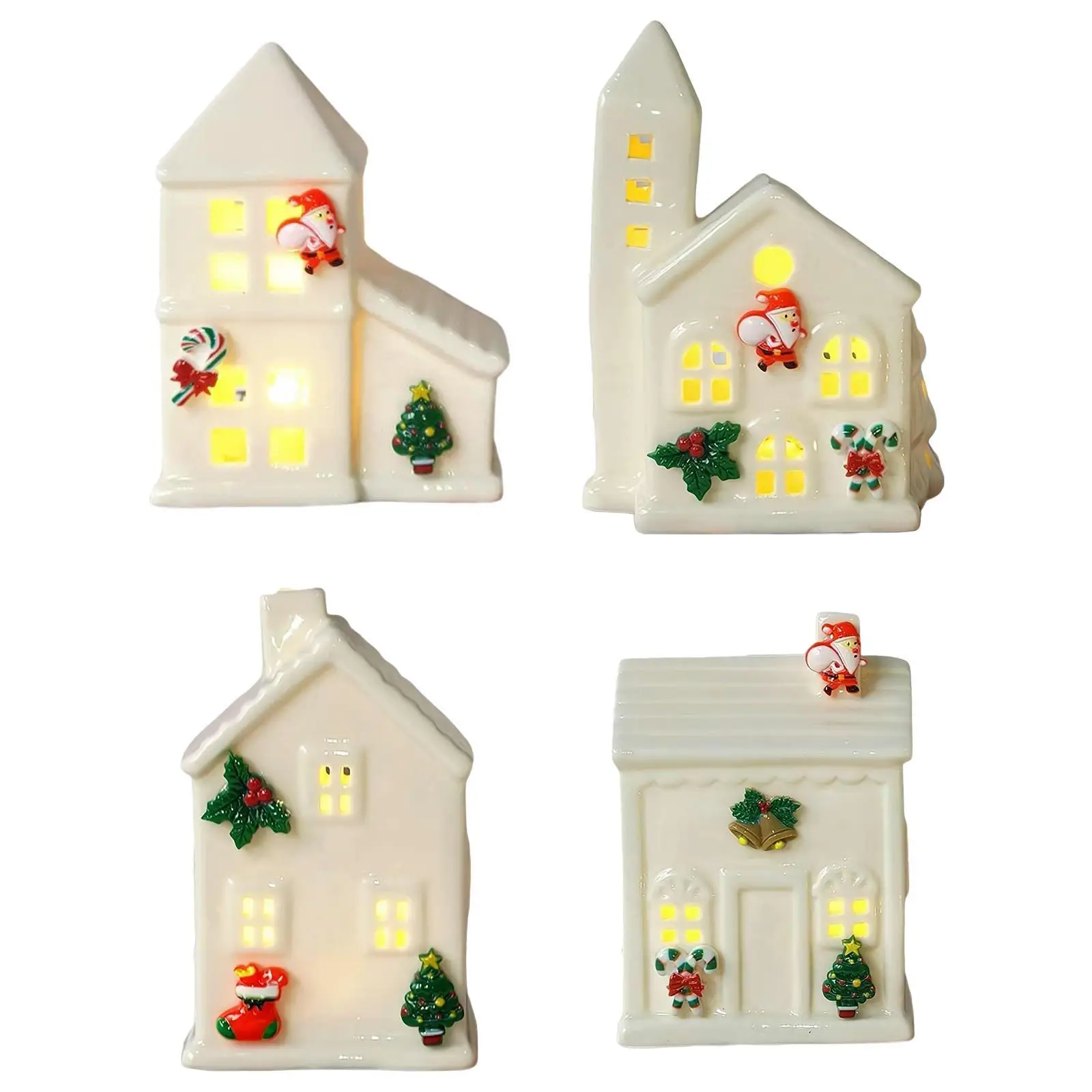 Ceramic Christmas Village House White Miniature for Hotel Restaurant Party