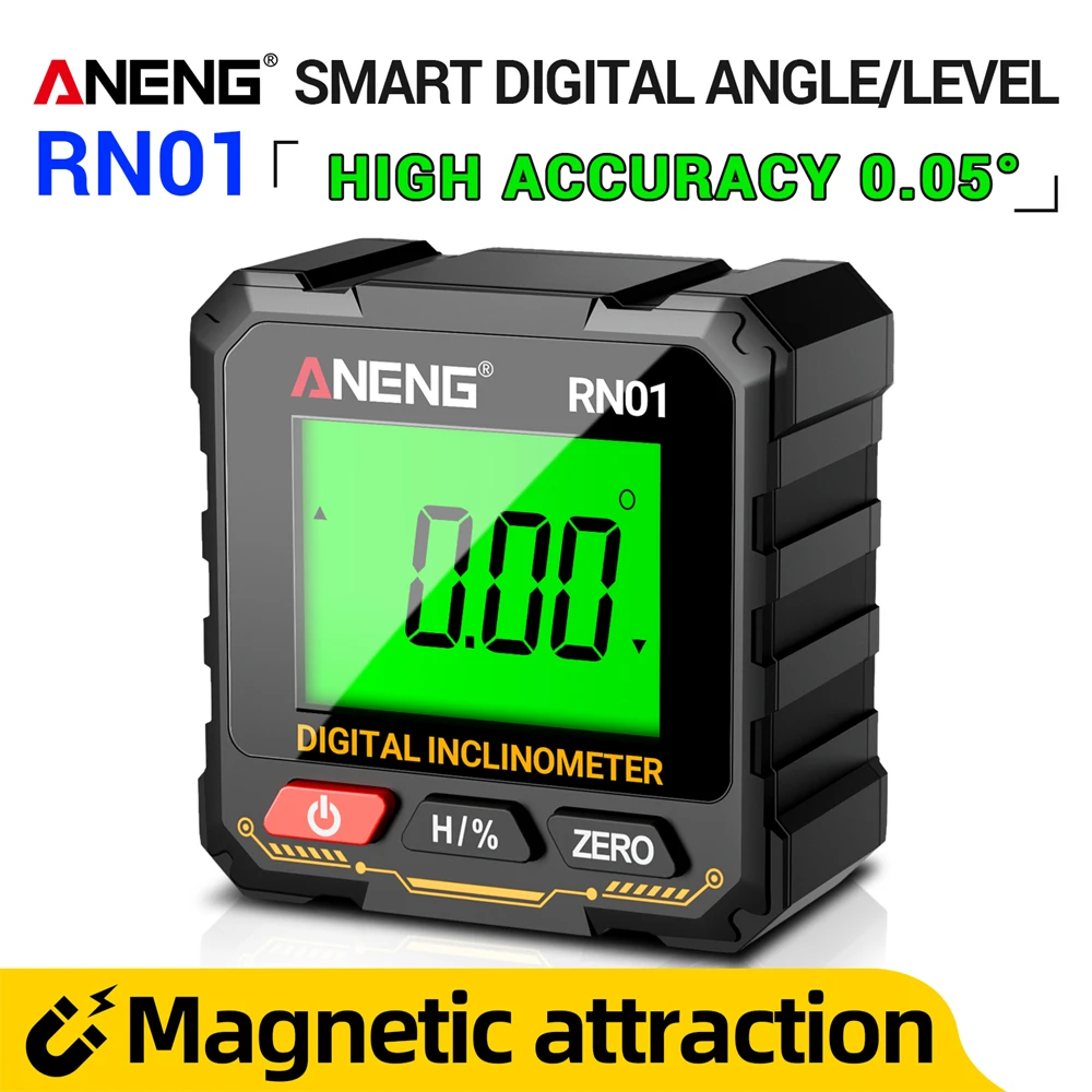 ANENG RN01 goniomètre numérique boîte de niveau électronique règle d'angle électronique rapporteur de rétro-éclairage outils d'inclinomètre pour le travail du bois