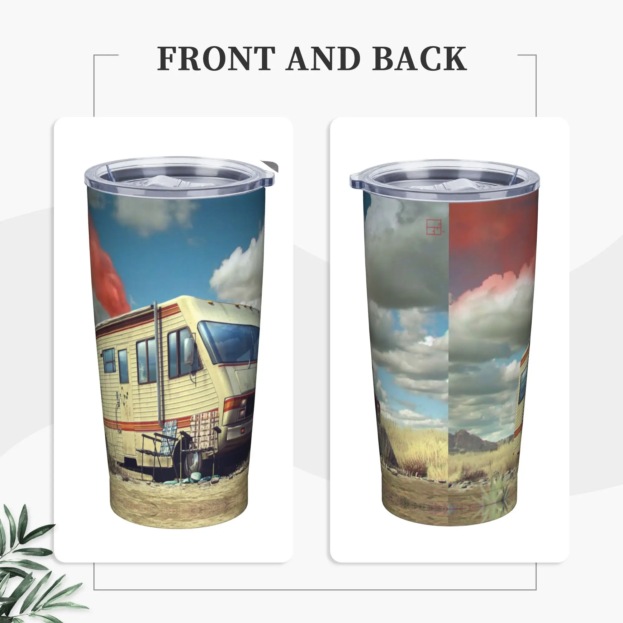 Breaking Bad Bus Tumbler Vacuum Insulated Walter White Chemical Thermal Cup with Lid Straw Smoothie Tea Mugs Water Bottle, 20oz