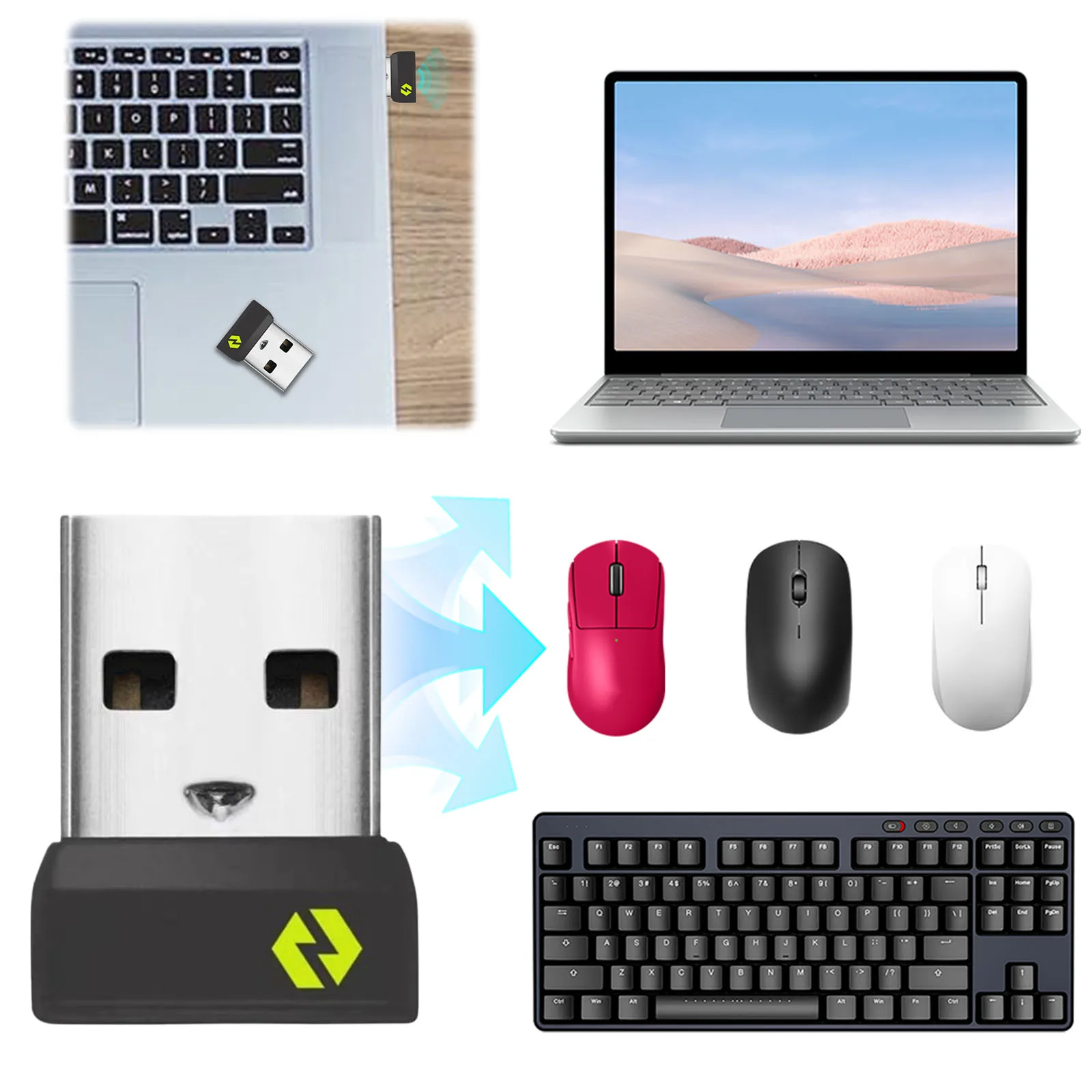 1-3PCS USB Receiver For Bolt Adapter Multi Device Receiver USB Adapter For MX Keys Mini POP Keys Keyboard / Mouse K860 M650