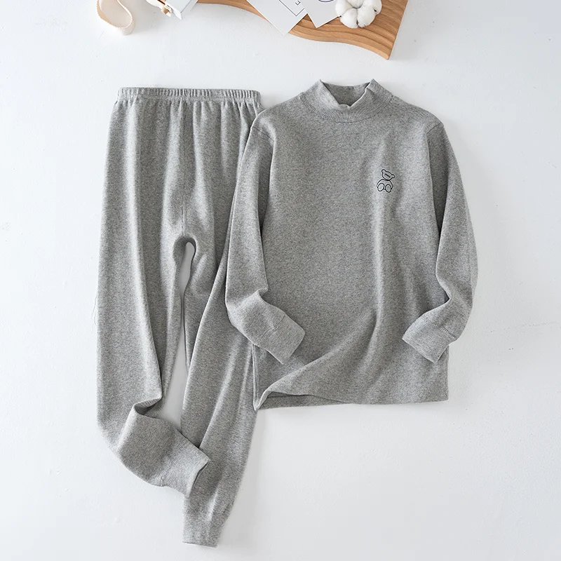 Children's 100% Cotton Thermal Underwear Set Boys Girls Teenagers Long Wear Junior High School Students Autumn Winter 2-16 Years