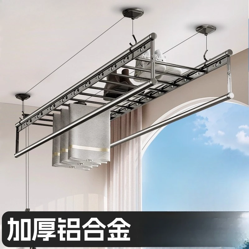 

Lifting drying rack hand crank balcony indoor drying rod automatic top installation manual drying rack
