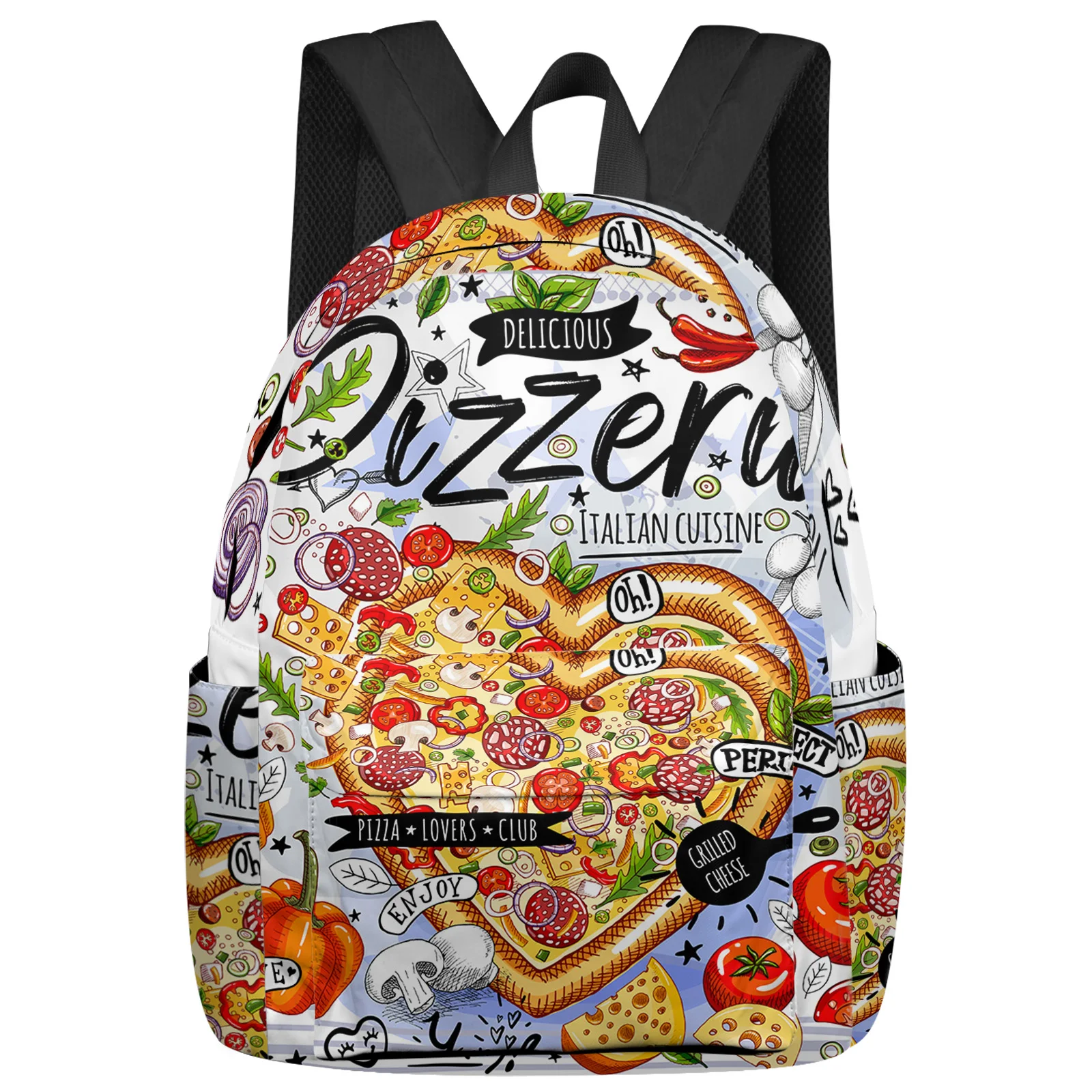 

Gourmet Graffiti Pizza Feminina Backpacks Teenagers Student School Bags Laptop Custom Backpack Men Women Female Travel Mochila