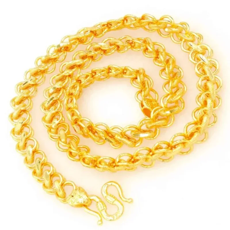 Kryos Jewelry AU999 Domineering Snake Bone Necklace Men's 24K Gold - Retro pattern, non-deformable, trendy and value-preserving