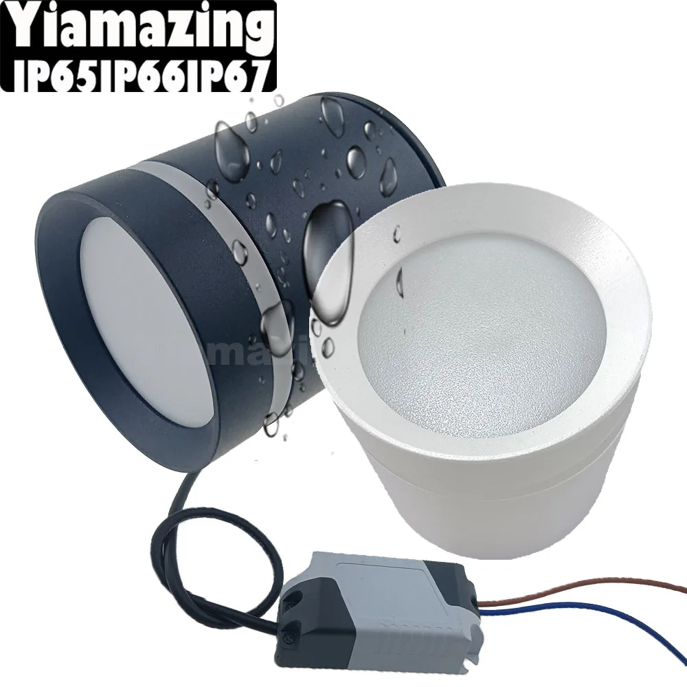 Macarone IP66 110V 220V Outdoor Waterproof IP65 IP67 Surface Mounted LED Downlight Dimmable 7W 9W 12W 15W Kitchen Ceiling Lamp