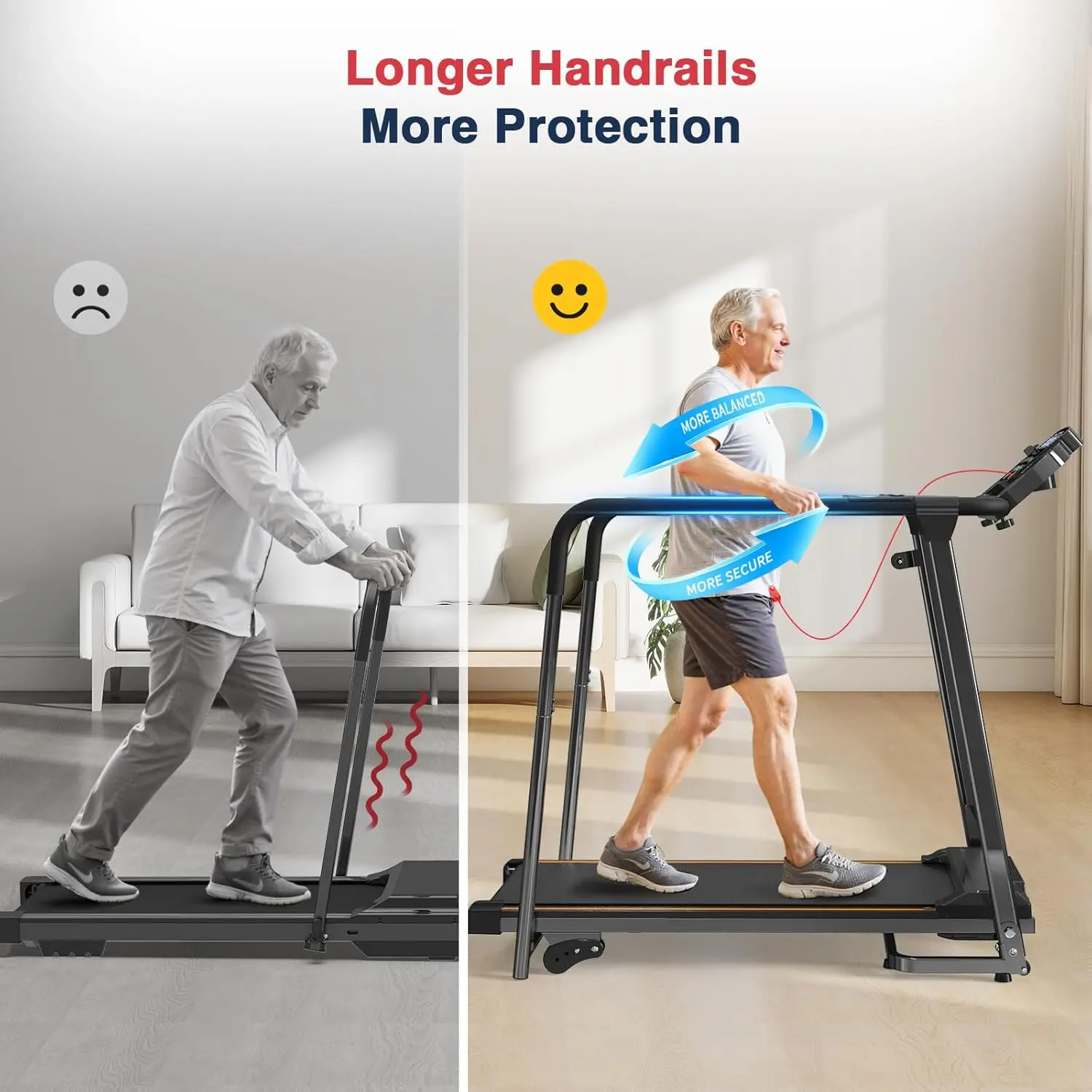 Home Fitness, Steel Frame, No Color Specified, Foldable with 0-2% Incline & Long Handrails