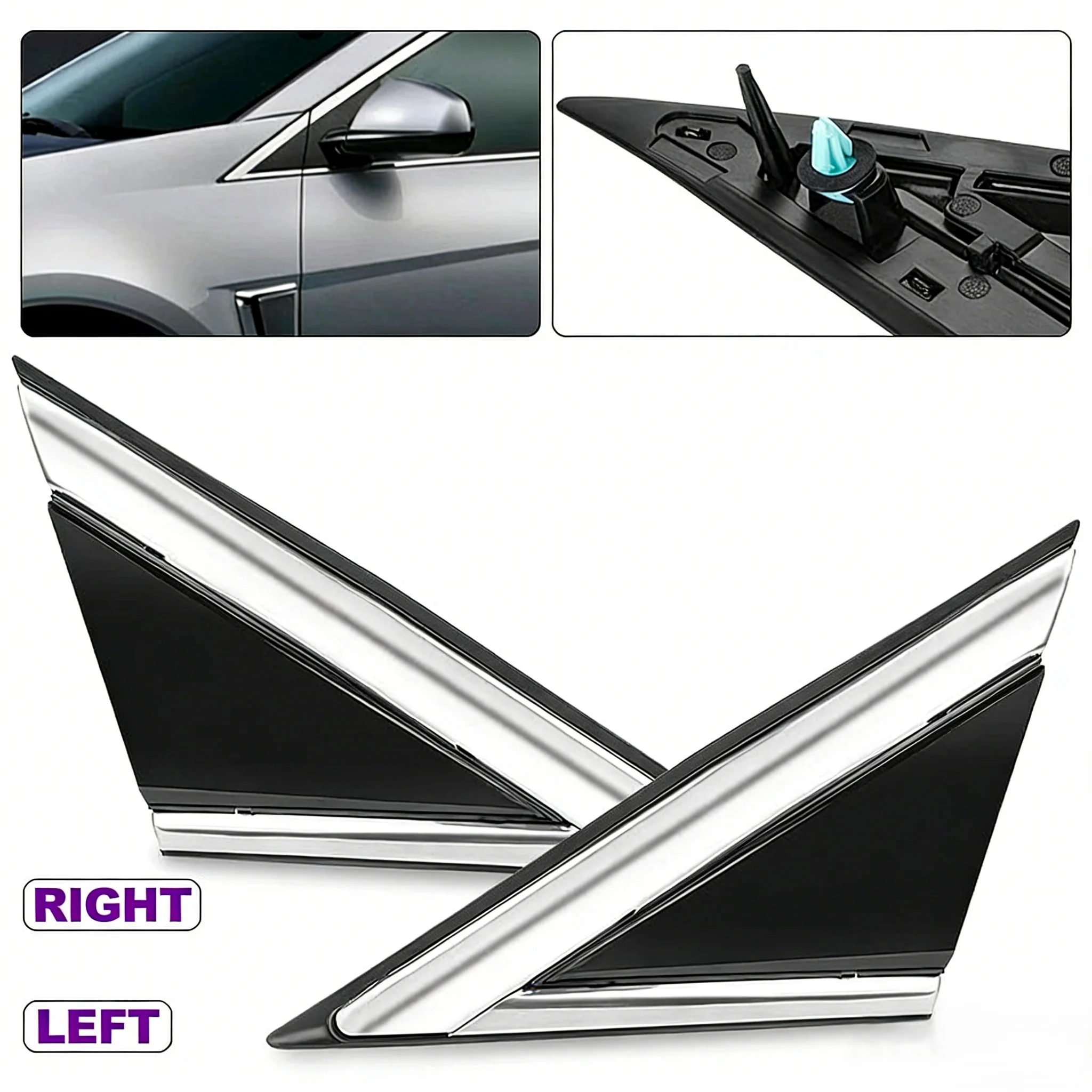 1Pair Door Mirror Flag Cover Molding Triangle Cover for 2010-2016 Cadillac SRX 22774041 22774040