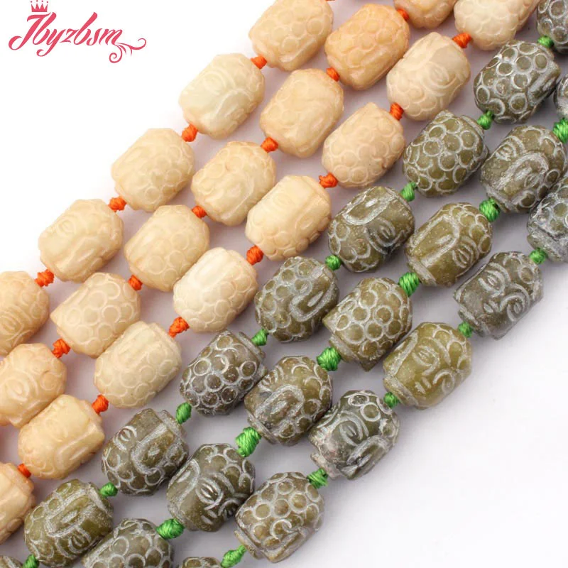 13x18mm Column Carved Buddha Jades Beads Natural Stone Beads For DIY Charms Pendant Necklace Bracelat Earring Jewelry Making 15\