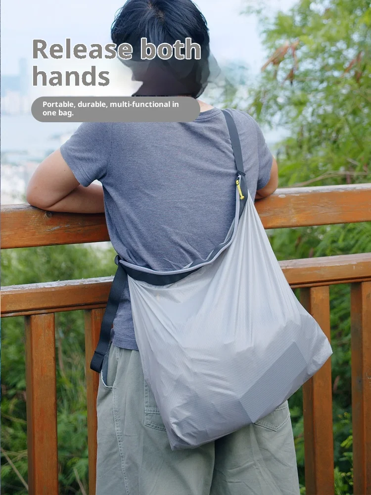 Ultra-Light Foldable Crossbody Bag Waterproof Sports Travel Commuting Casual Zipper Shopping Bag for Outdoor Single Shoulder