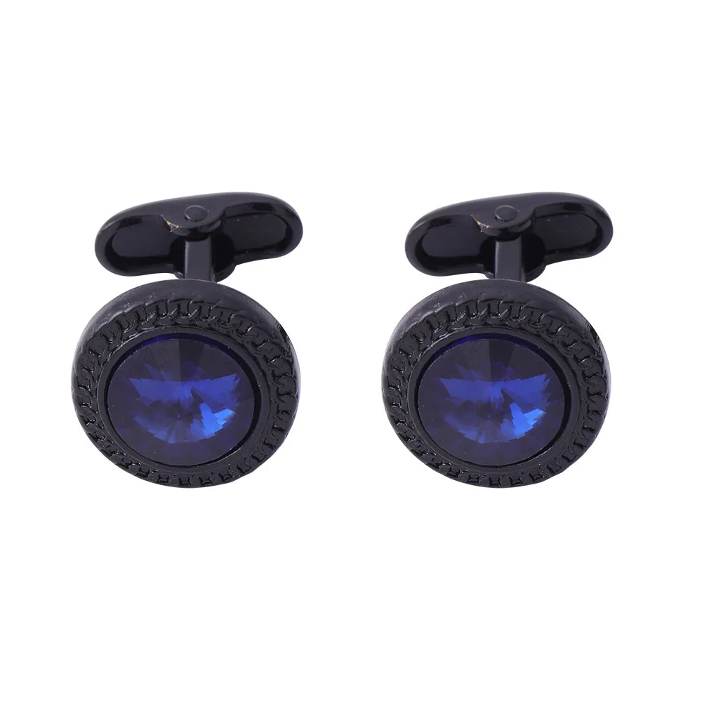 Black Background Blue Diamond Carved Cufflinks Business Dress Sleeve Nails Suit Shirt Decoration with Personalized Accessories